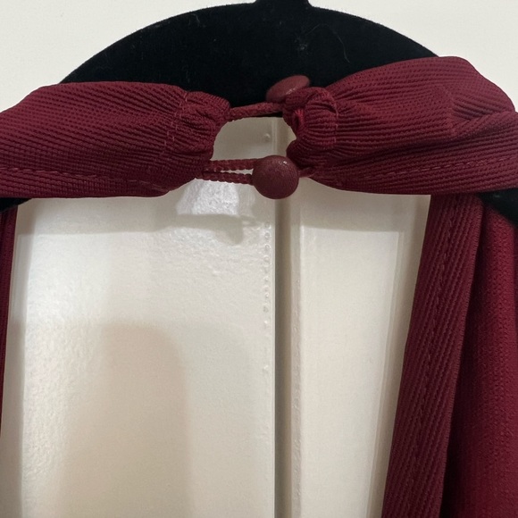 TOBI Wine Deep Plunging Halter Gown with Front Slit - Picture 5 of 8